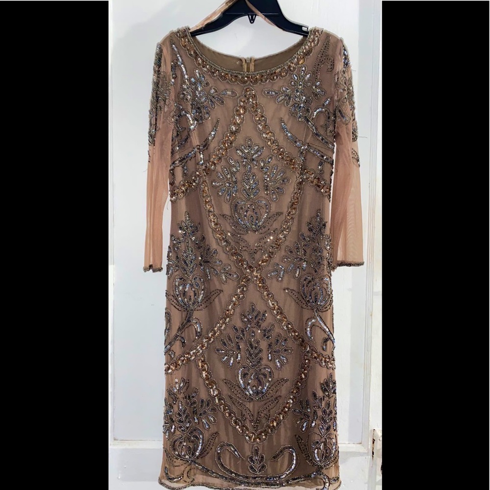 A short sequin dress